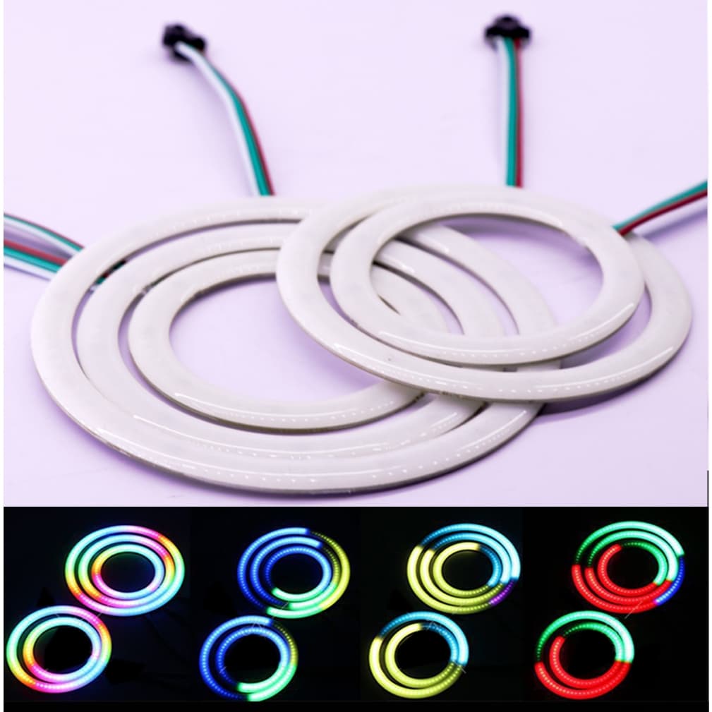VÒNG LED COB FULL MÀU ARGB NEOPIXEL WS2812B 5V DIY MẮT THIÊN THẦN CHO XE Ô TÔ MÔTÔ LED LOA NGHE NHẠC