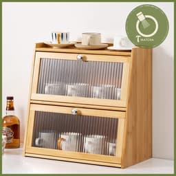 Kệ tủ 2 tầng gỗ tre đựng dụng cụ pha matcha 2