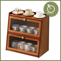 Kệ tủ 2 tầng gỗ tre đựng dụng cụ pha matcha 3