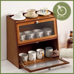 Kệ tủ 2 tầng gỗ tre đựng dụng cụ pha matcha 1