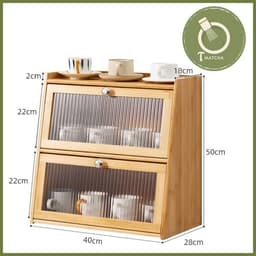 Kệ tủ 2 tầng gỗ tre đựng dụng cụ pha matcha 7