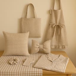 Gối tựa lưng, khăn trải bàn, đệm ngồi họa tiết caro chất liệu Cotton mềm phong cách Hàn Quốc 6