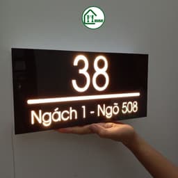 BẢNG SỐ NHÀ - BIỂN SỐ NHÀ CÓ ĐÈN LED, NỀN ĐEN SẦN, CHỮ TRẮNG, ÂM BẢN, NGOÀI TRỜI 4