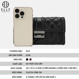 [Tặng hộp 20.10] Clutch nữ ELLY EC69 ví cầm tay da thật cao cấp dự tiệc công sở thời trang sang trọng 3