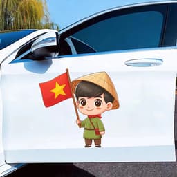 Decal ô tô hình Em Bé Việt Nam dễ thương, skin HD sắc nét, chống nước, trang trí theo yêu cầu. 6