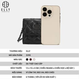 [Tặng hộp 20.10] Ví nữ cao cấp da thật ELLY EV95 ví cầm tay đựng thẻ tiền chính hãng 3