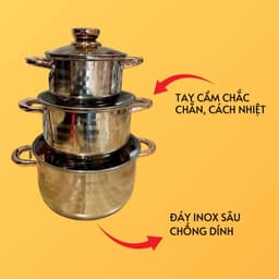 Bộ nồi 3 món Inox SRAPP 304 SH-368, SH-805, 5 đáy truyền nhiệt đều, nấu mọi bếp - TUIDO SHOP 3