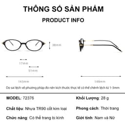 Gọng kính cận thời trang nam nữ ANDU dáng oval dẹp phong cách 2YK chống tia UV - 72AD376 9
