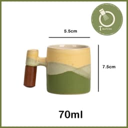 Cốc gốm men vàng xanh 70ml 6