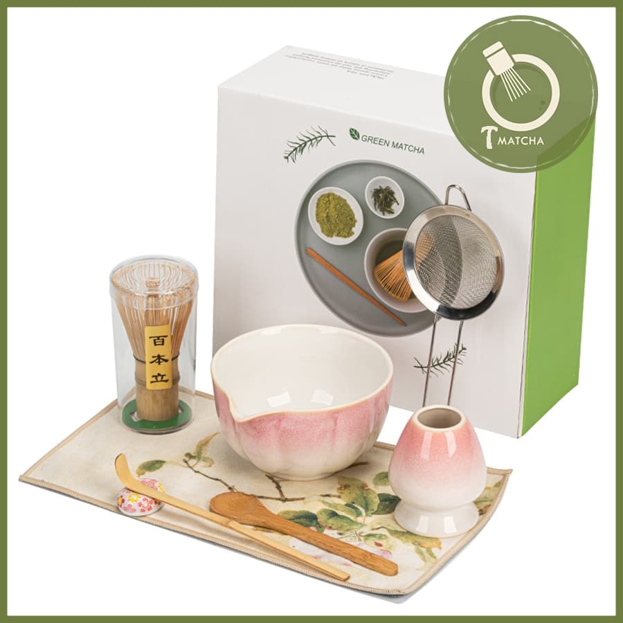 Bộ combo 8 dụng cụ pha matcha hồng trắng (CW-21)