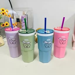 LY NHỰA HOT TREND 550ML - 1L CÓ QUAI & ỐNG HÚT – THIẾT KẾ TIỆN LỢI, GIỮ NHIỆT HIỆU QUẢ, AN TOÀN 2