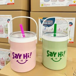 LY NHỰA HOT TREND 550ML - 1L CÓ QUAI & ỐNG HÚT – THIẾT KẾ TIỆN LỢI, GIỮ NHIỆT HIỆU QUẢ, AN TOÀN 5