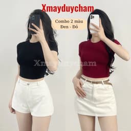 Áo Thun Cotton Mịn Croptop Nữ Ôm Body Quyến Rũ Cổ Tròn Cộc Tay Basic mùa hè m682 3