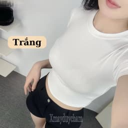 Áo Thun Cotton Mịn Croptop Nữ Ôm Body Quyến Rũ Cổ Tròn Cộc Tay Basic mùa hè m682 5
