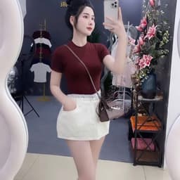 Áo Thun Cotton Mịn Croptop Nữ Ôm Body Quyến Rũ Cổ Tròn Cộc Tay Basic mùa hè m682 8
