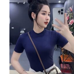 Áo Thun Cotton Mịn Croptop Nữ Ôm Body Quyến Rũ Cổ Tròn Cộc Tay Basic mùa hè m682 9