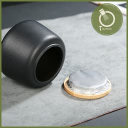 Hũ gốm nắp tre đựng bột matcha [Men đen] 2