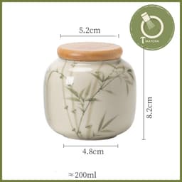 Hũ sứ nắp tre đựng bột matcha 200ml [Mẫu cành trúc] 4