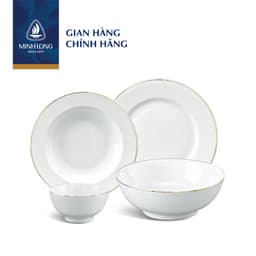 Bộ Chén Dĩa Sứ Cao Cấp Minh Long 9 Sản Phẩm - Jasmine- Chỉ Vàng 1