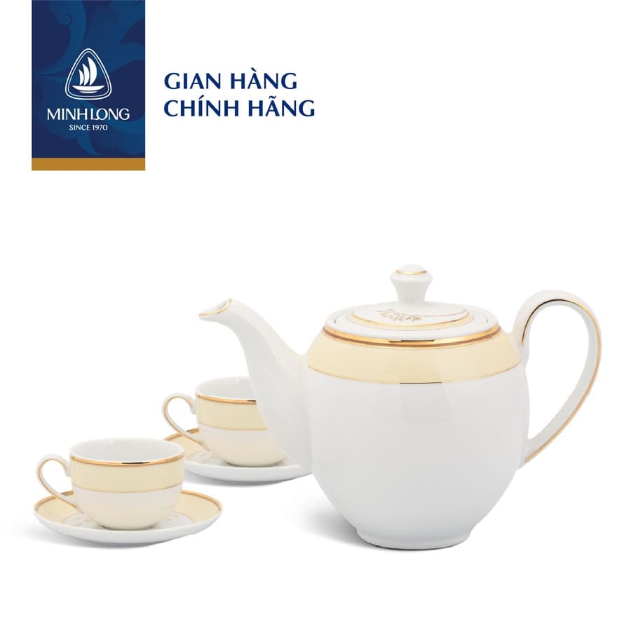 Bộ Trà Sứ Cao Cấp Minh Long - Camellia - Hương Biển Kem