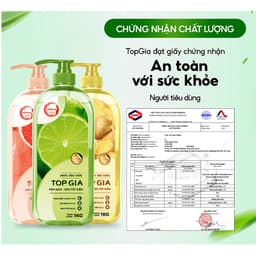 Nước rửa chén TopGia hương chanh, gừng, bưởi chiết xuất tự nhiên, làm sạch dầu mỡ và bảo vệ da tay hiệu quả. 8