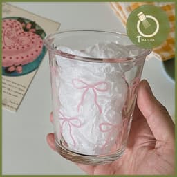 Ly cốc thủy tinh uống cà phê, matcha nơ hồng 330ml (BG141) 3