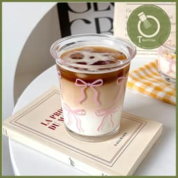 Ly cốc thủy tinh uống cà phê, matcha nơ hồng 330ml (BG141) 2
