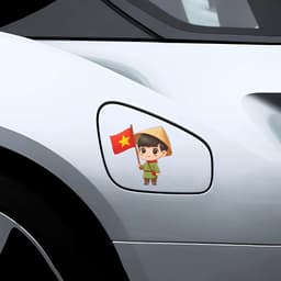Decal nắp bình xăng ô tô hình Em Bé Việt Nam Yêu Nước, sticker chống nước che vết xước hoàn hảo. 6