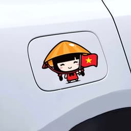 Decal nắp bình xăng ô tô hình Em Bé Việt Nam Yêu Nước, sticker chống nước che vết xước hoàn hảo. 3