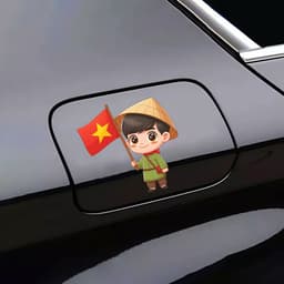 Decal nắp bình xăng ô tô hình Em Bé Việt Nam Yêu Nước, sticker chống nước che vết xước hoàn hảo. 8