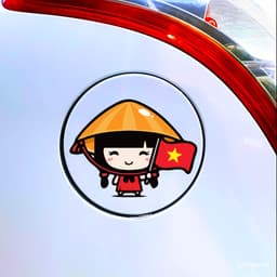Decal nắp bình xăng ô tô hình Em Bé Việt Nam Yêu Nước, sticker chống nước che vết xước hoàn hảo. 5