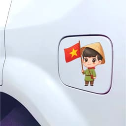 Decal nắp bình xăng ô tô hình Em Bé Việt Nam Yêu Nước, sticker chống nước che vết xước hoàn hảo. 2
