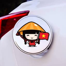Decal nắp bình xăng ô tô hình Em Bé Việt Nam Yêu Nước, sticker chống nước che vết xước hoàn hảo. 1