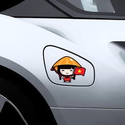 Decal nắp bình xăng ô tô hình Em Bé Việt Nam Yêu Nước, sticker chống nước che vết xước hoàn hảo. 7