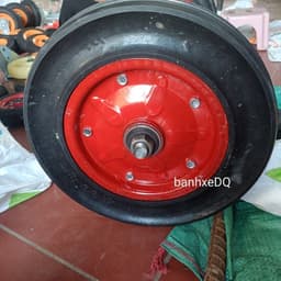 [KKTHN] Bộ 2 Bánh Xe Đẩy Mâm Đỏ 400-8 Đường Kính 36Cm Kèm Trục Phi 18 Cho Xe Bánh Mì, Xe Đẩy Hàng, Xe Tự Chế 1