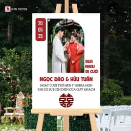 ( HỎA TỐC)  Bảng welcome đám cưới (THIẾT KÊ THEO YÊU CẦU) HTN DECOR  bảng tên cổng cưới, bảng chào Wedding, đám hỏi 7