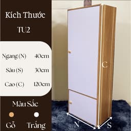 Tủ Gỗ Lắp Ghép 2 Cánh Lớn (120x60x40cm) và Tủ Để Đồ Đa Năng 4 Ngăn 1 Cánh Lớn+1 Cánh Nhỏ 8