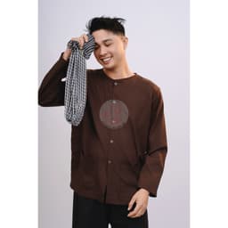 Bộ áo bà ba nam vải kate (áo nâu quần đen)- Có bộ bà ba Bigsize- may sỉ bà ba toàn quốc - May bộ bà ba theo yêu cầu 1