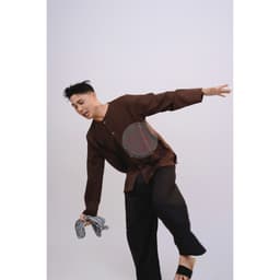 Bộ áo bà ba nam vải kate (áo nâu quần đen)- Có bộ bà ba Bigsize- may sỉ bà ba toàn quốc - May bộ bà ba theo yêu cầu 9