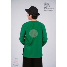 Bộ áo bà ba nam phối áo cate xanh lá + Quần cate đen - Có bộ bà ba Bigsize 7