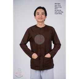 Bộ áo bà ba nam phối áo cate nâu+ Quần cate trắng - Có bộ bà ba Bigsize 1