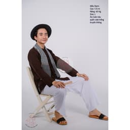 Bộ áo bà ba nam phối áo cate nâu+ Quần cate trắng - Có bộ bà ba Bigsize 6