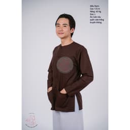 Bộ áo bà ba nam phối áo cate nâu+ Quần cate trắng - Có bộ bà ba Bigsize 2