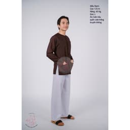 Bộ áo bà ba nam phối áo cate nâu+ Quần cate trắng - Có bộ bà ba Bigsize 5