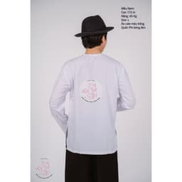 Bộ áo bà ba nam phối áo cate trắng + Quần cate đen - Có bộ bà ba Bigsize 6