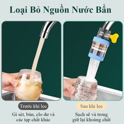 Đầu vòi lọc nước 6 lớp HOMELOVE Đầu lọc nước gắn trực tiếp tại vòi xoay 360 linh hoạt lọc sạch clo cặn bẩn tạp chất 7