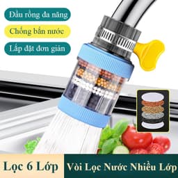 Đầu vòi lọc nước 6 lớp HOMELOVE Đầu lọc nước gắn trực tiếp tại vòi xoay 360 linh hoạt lọc sạch clo cặn bẩn tạp chất 8