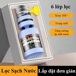 Đầu vòi lọc nước 6 lớp HOMELOVE Đầu lọc nước gắn trực tiếp tại vòi xoay 360 linh hoạt lọc sạch clo cặn bẩn tạp chất 1
