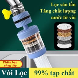 Đầu vòi lọc nước 6 lớp HOMELOVE Đầu lọc nước gắn trực tiếp tại vòi xoay 360 linh hoạt lọc sạch clo cặn bẩn tạp chất 5