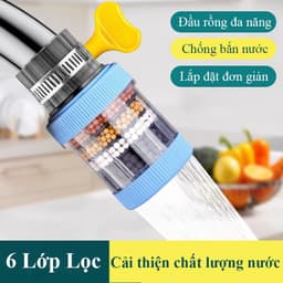 Đầu vòi lọc nước 6 lớp HOMELOVE Đầu lọc nước gắn trực tiếp tại vòi xoay 360 linh hoạt lọc sạch clo cặn bẩn tạp chất 2